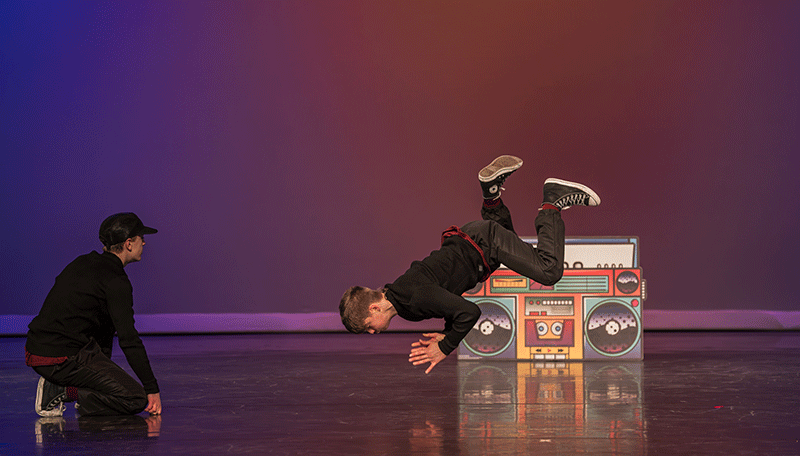 Two break dancers performing