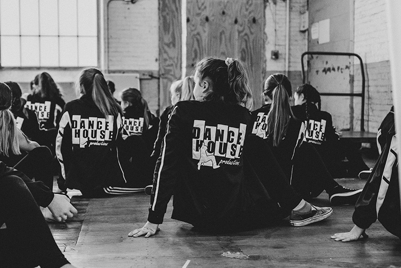 Contemporary dance students in action